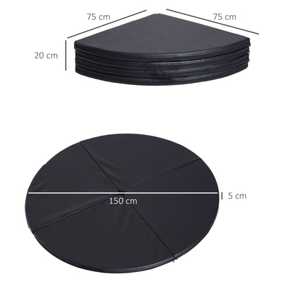 HOMCOM Pole-Dance-Matte, 5 cm dicke runde Kunststoff-Matte für Pole-Dance-Übungen, Gymnastik, Yoga, Schwarz