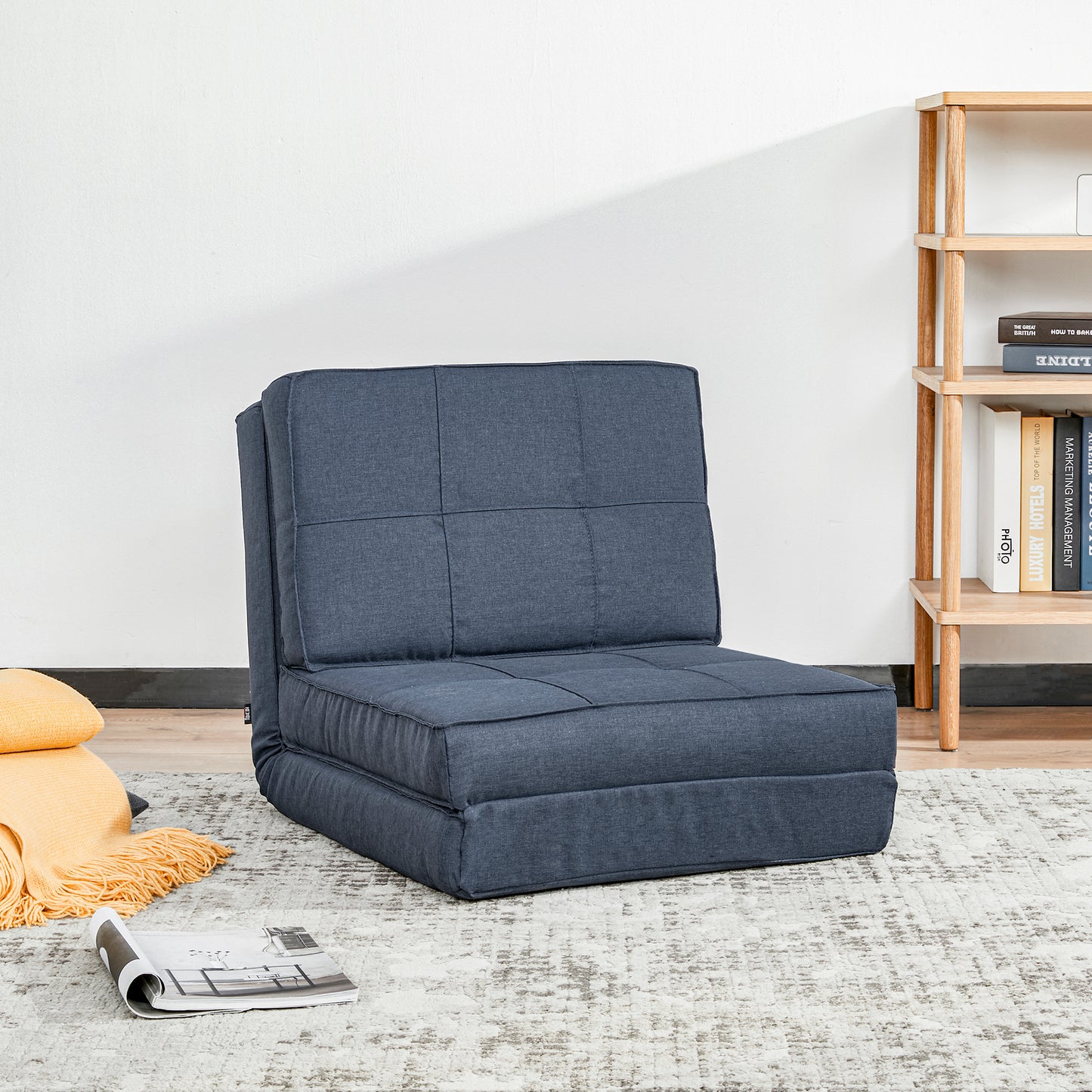HOMCOM Bodensofa klappbar Schlafsessel Bodenstuhl 5-stuhfig verstellbar Klappsessel Schlafsofa Sofabett Einzelsofa Blau 61 x 73 x 58 cm