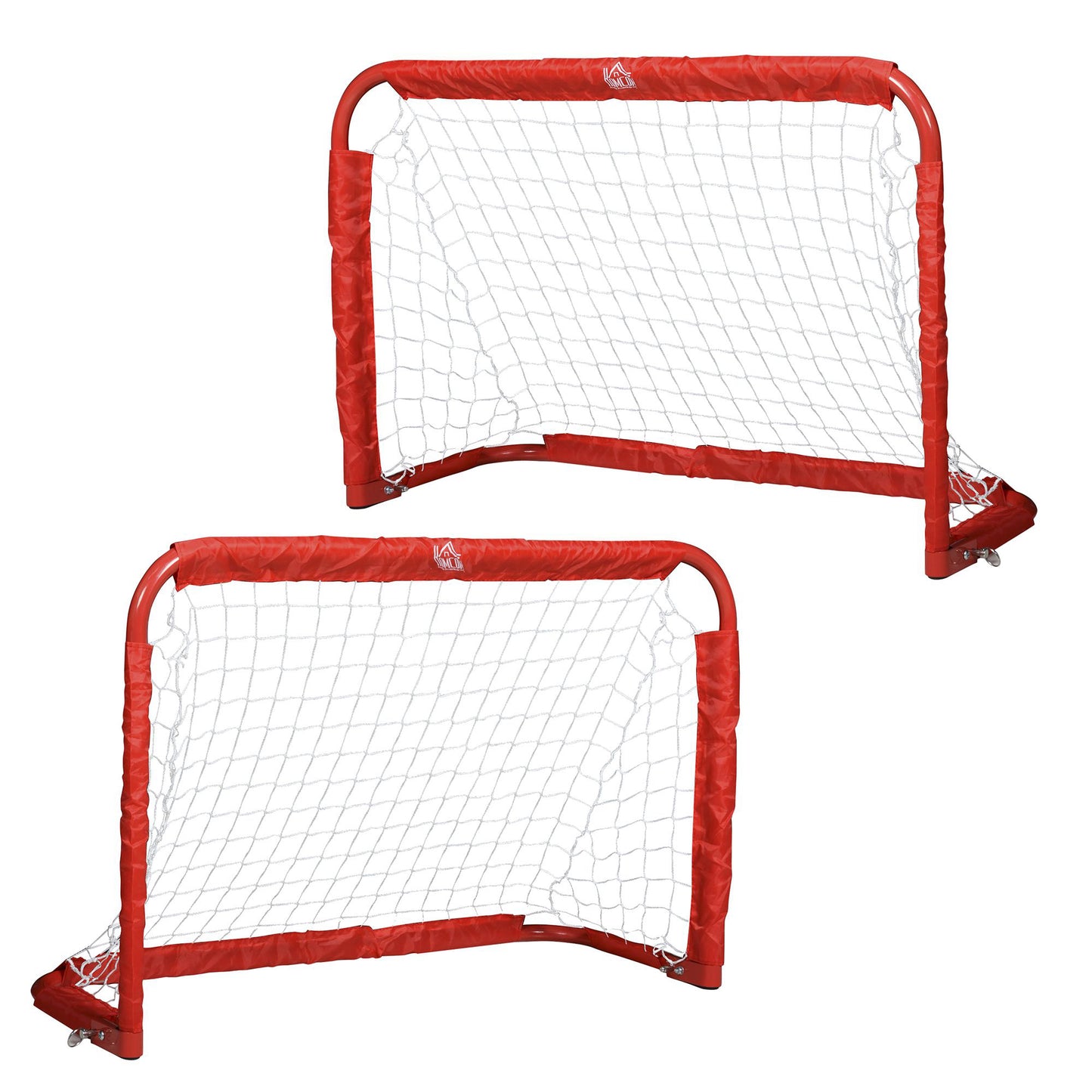 HOMCOM Fußballtor-Set, 2 klappbare Minitore, Metallrahmen, inkl. Werkzeug, 90 x 36 x 60 cm, Rot