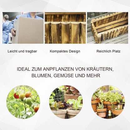 Outsunny Hochbeet Pflanzkasten Kräuterbeet Pflanzbeet Gemüse Blumenbeet Blumenkasten, Tannenholz 78x35x30 cm
