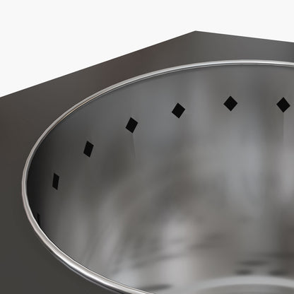 Outsunny Feuerschale Feuerstelle Feuertonne, inkl. Schürhaken, 45 x 38,8 x 46,5 cm, Silber + Schwarz