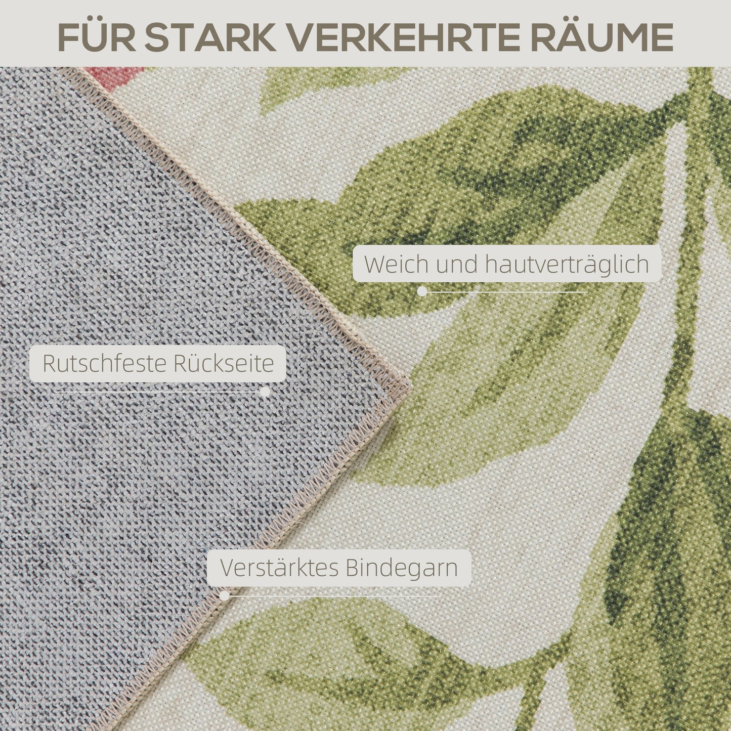 HOMCOM Landteppich, vielseitig einsetzbar, Polyester, leichte Pflege, rutschfest, Bunt