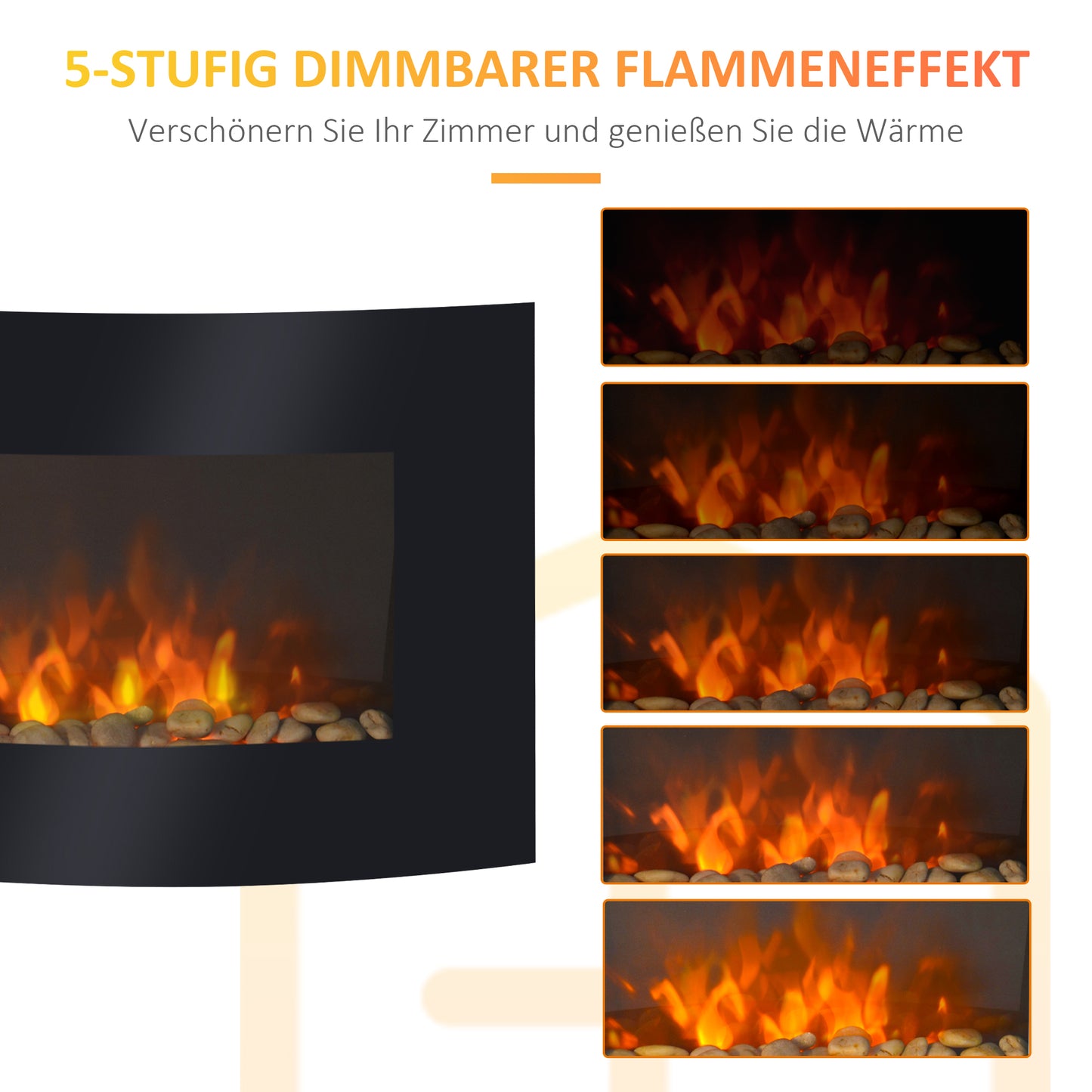 HOMCOM Elektrokamin Kamin Kaminofen Elektrischer Wandkamin 65 x 11,4 x 52cm