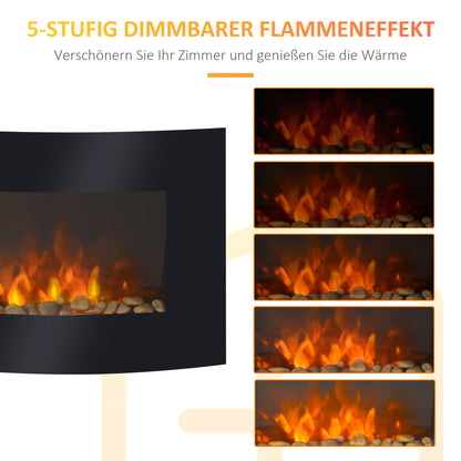 HOMCOM Elektrokamin Kamin Kaminofen Elektrischer Wandkamin 65 x 11,4 x 52cm