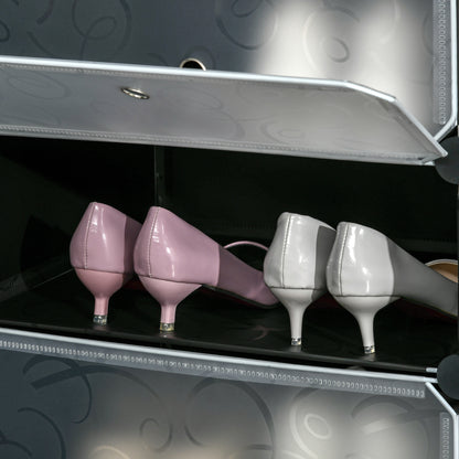 HOMCOM Schuhregal, 12 Aufbewahrungsboxen für 24 Paar Schuhe, Kunststoff, Schwarz+Weiß