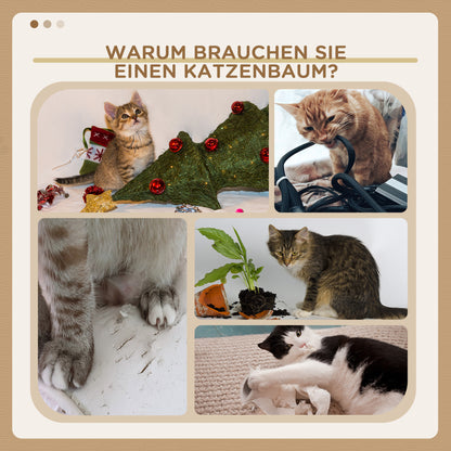 PawHut Kratzbaum 46 cm Kleiner Katzenturm mit Höhle, Spielball, Sisal-Seil, erhöhter Plattform, Katzenkratzbaum, Kletterbaum, för Katzen till 4 kg, Grau