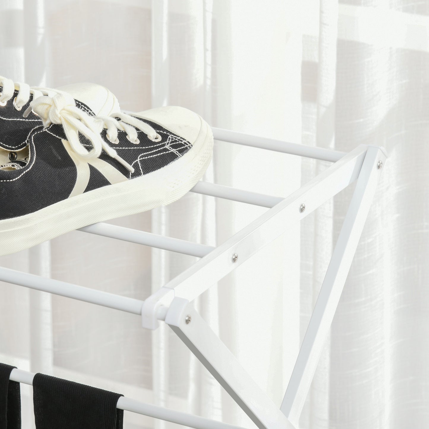 HOMCOM Wäscheständer faltbar 8-stufiger Trockengestell Turmtrockner Turmwäscheständer Trockenständer Metall Kunststoff Weiß 74 x 35 x 144 cm