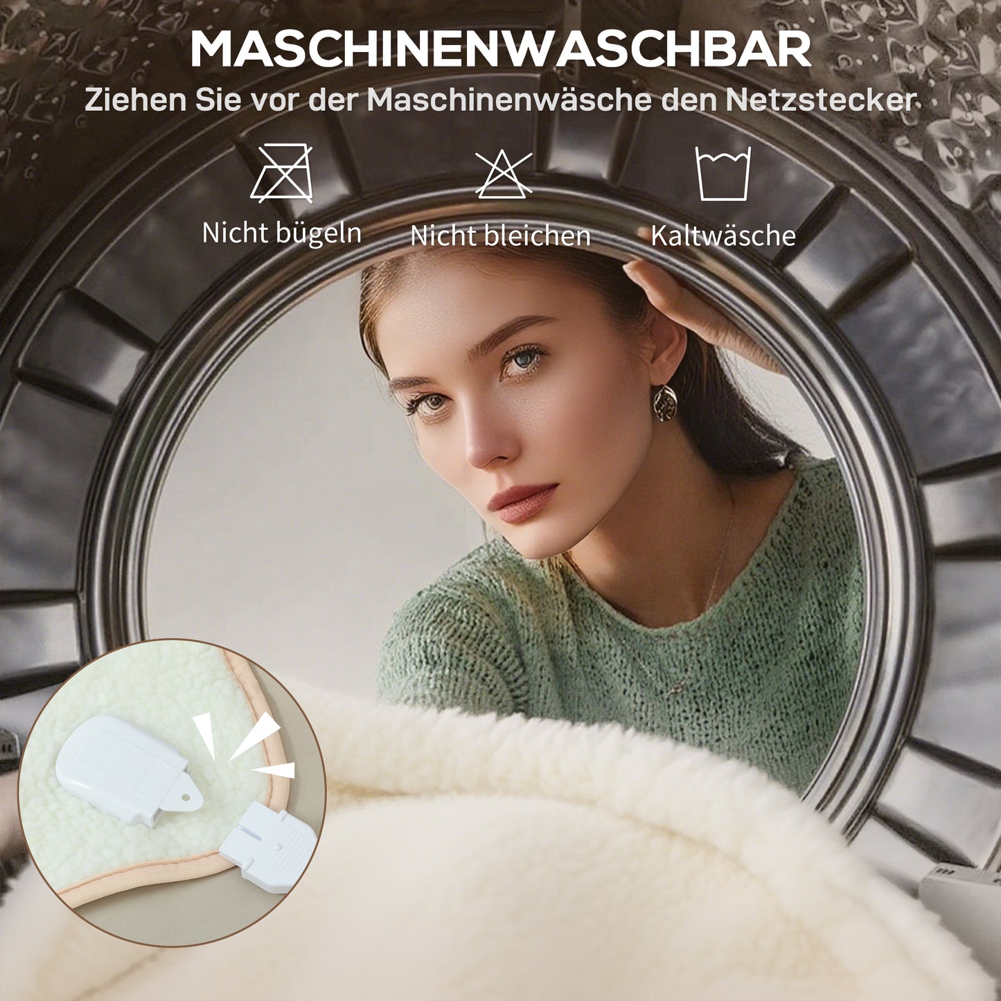 HOMCOM Heizdecke mit Dualzonensteuerung 160 x 140 cm maschinenwaschbar mit 5 Heizstufen, 10 Stunden Timer, Überhitzungsschutz