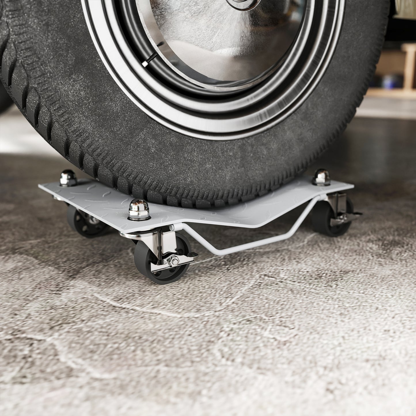 DURHAND Rangierheber 2 Stücke Rangierhilfe Reifenwechsel Wagenheber mit 4 Rollen für Auto PKW Grau 40,5L x 30B x 13,5H cm