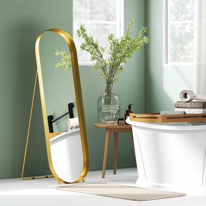 HOMCOM Ganzkörperspiegel mit Metallrahmen, 160 x 50 cm, goldfarbener Rahmen, für Wohnzimmer, Schlafzimmer