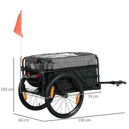 HOMCOM Lastenanhänger Bollerwagen 130 x 64 x 103 cm Stahl Schwarz+Grau