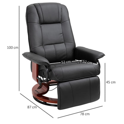 HOMCOM Relaxsessel Fernsehsessel Liegesessel Kunstleder 360° Drehstuhl 145° neigbar Schwarz 78 x 87 x 100 cm