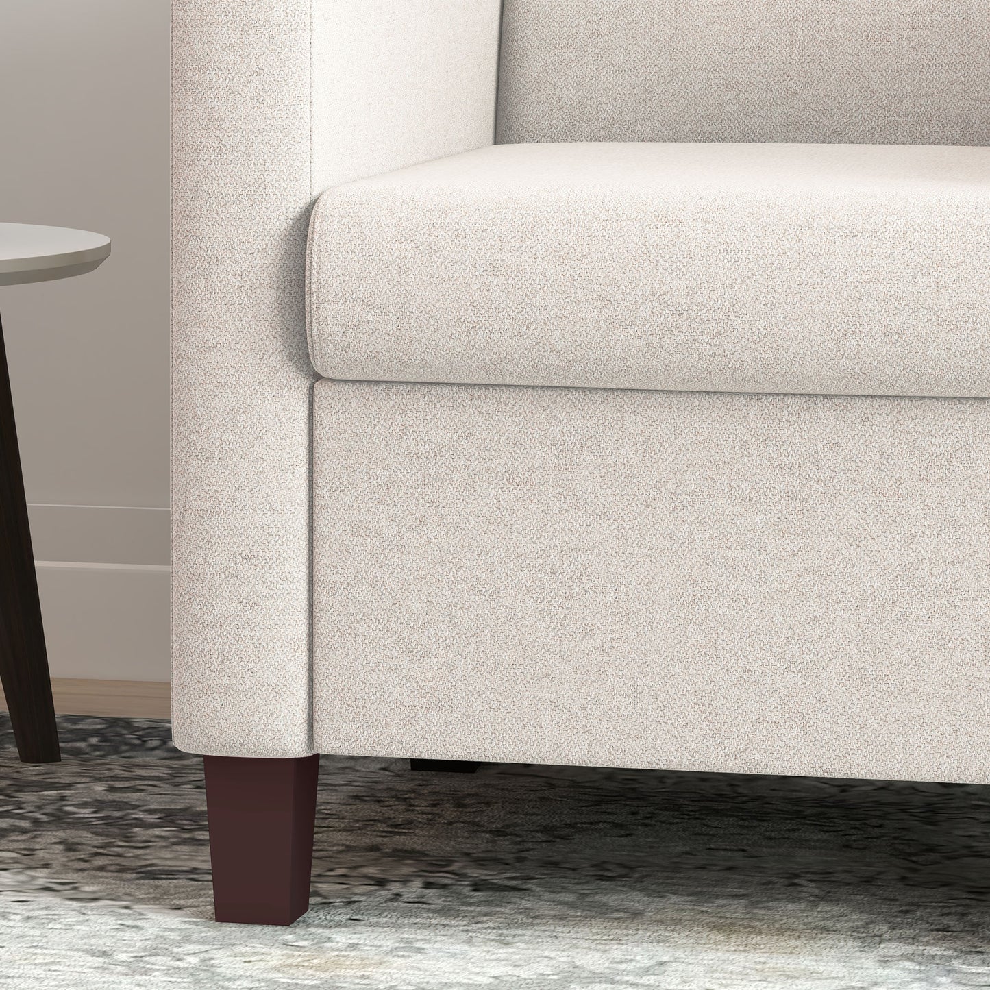 HOMCOM Polstersessel in Leinenoptik, Schaumstoff, Sitzkissen, Holzrahmen, Cremeweiß