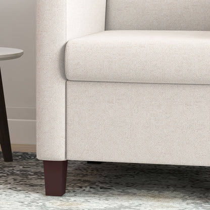 HOMCOM Polstersessel in Leinenoptik, Schaumstoff, Sitzkissen, Holzrahmen, Cremeweiß