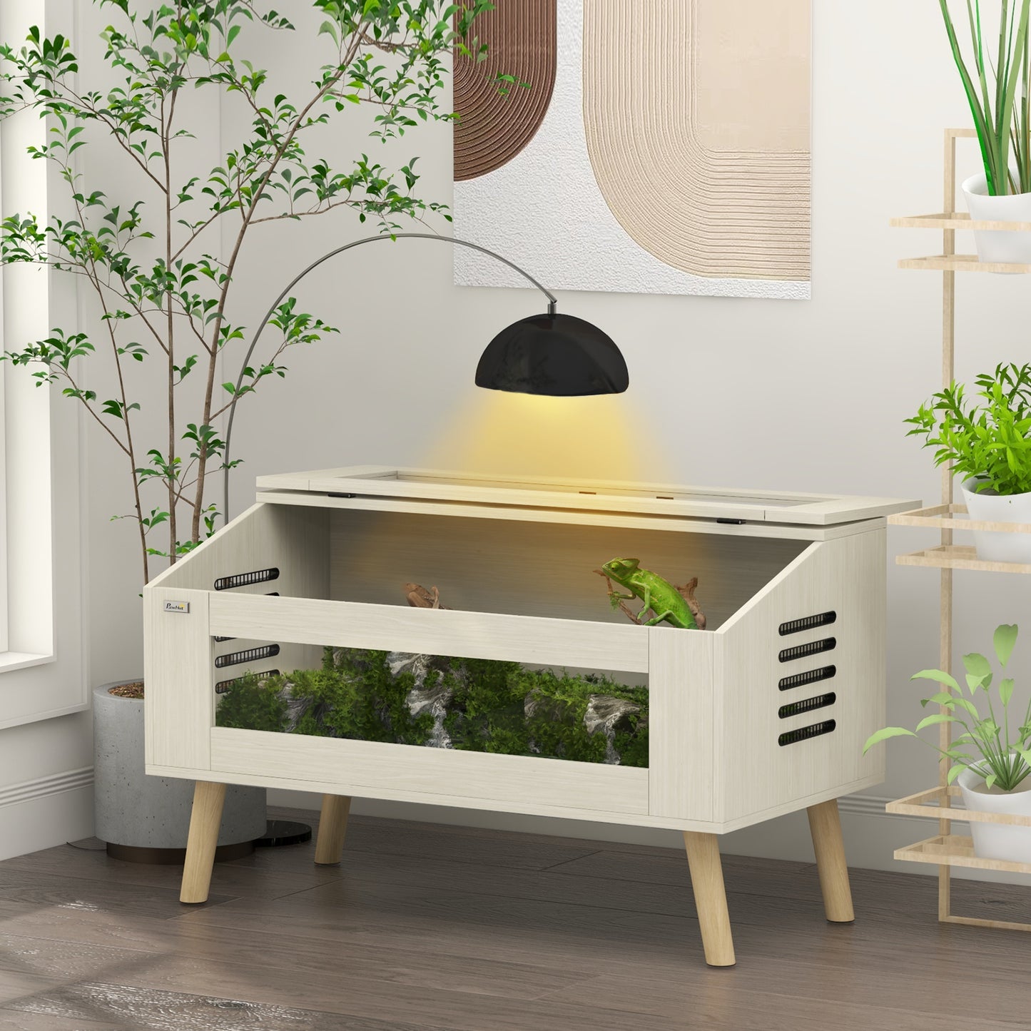 PawHut Reptilienbox, Eidechsenkasten, 140 liter, Heizkissen-kompatibel, Glasfenster