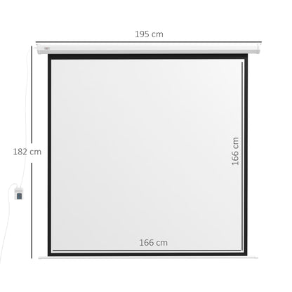 HOMCOM Beamer-Leinwand, 1:1 Format, Fernbedienung, 172 x 172 cm (96 Zoll), Weiß