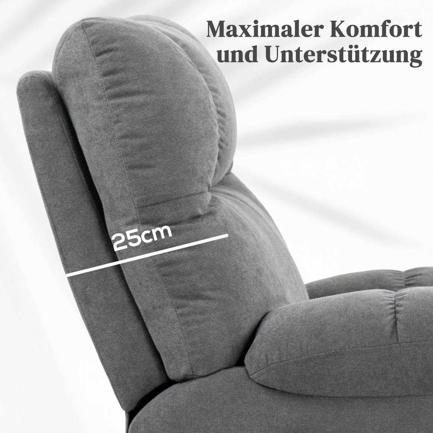 HOMCOM Aufstehhilfe Seniorensessel, Liegefunktion, inkl. Fernbedienung, 144 cm x 91 cm x 88 cm, Grau