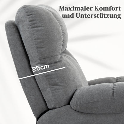 HOMCOM Aufstehhilfe Seniorensessel, Liegefunktion, inkl. Fernbedienung, 144 cm x 91 cm x 88 cm, Grau