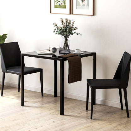 HOMCOM Quadratischer Esstisch für 4 Personen, Tischplatte aus Hartglas, für Küche und Esszimmer, 75 x 75 x 75 cm, Schwarz