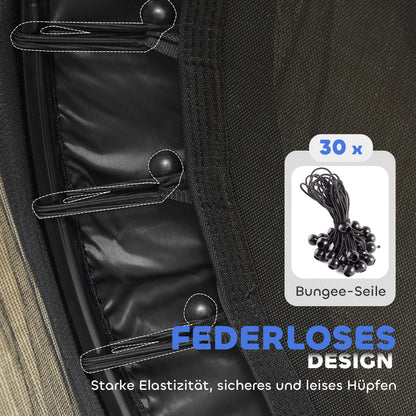 HOMCOM Trampolin für Kinder, Ø140 cm, mit Sicherheitsnetz, für innen und außen, Stahl, Kunststoff, belastbar bis 50 kg, Schwarz