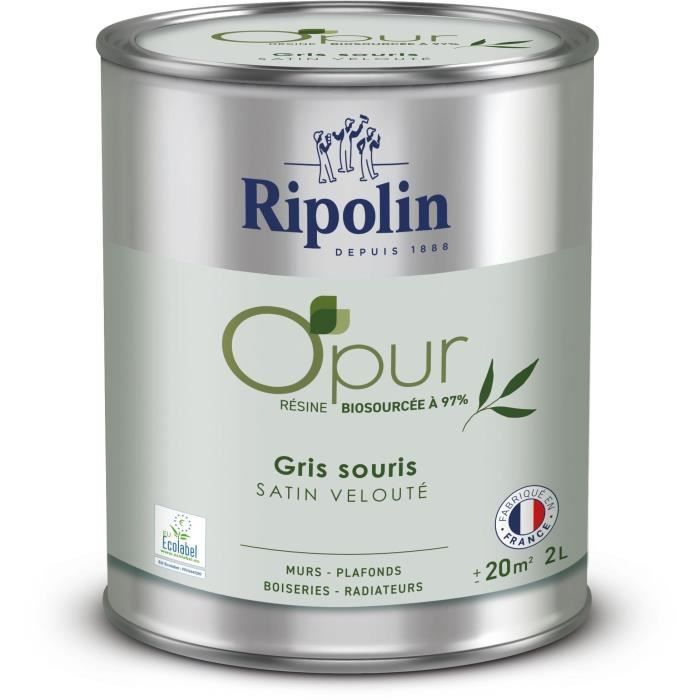 O'PUR paint for walls, woodwork & radiators - RIPOLIN - 472827 - Mouse grey - Velvety satin - 2 L