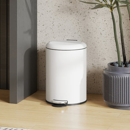 HOMCOM Mülleimer 20L, mit Pedal, Inneneimer, fingerabdrucksicher, leises Schließen, Cremeweiß