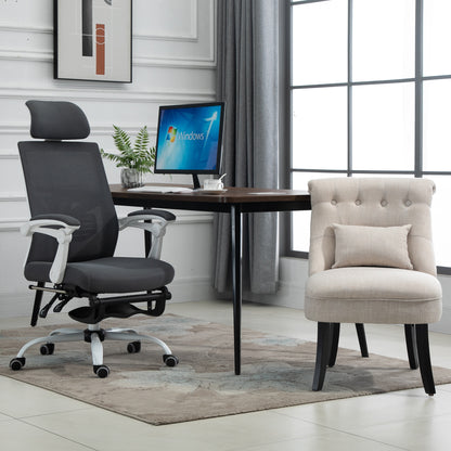 HOMCOM Weicher Polstersessel mit Rückenkissen, zum Lesen und Ausruhen, Stoffbezug in Leinenoptik, 52,5 x 69 x 77 cm, Cremeweiß