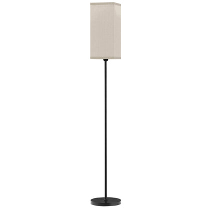 HOMCOM Moderne Stehlampe mit Kunstleinen-Schirm und Fußschalter, für Wohnzimmer und Schlafzimmer, Metall, Schwarz
