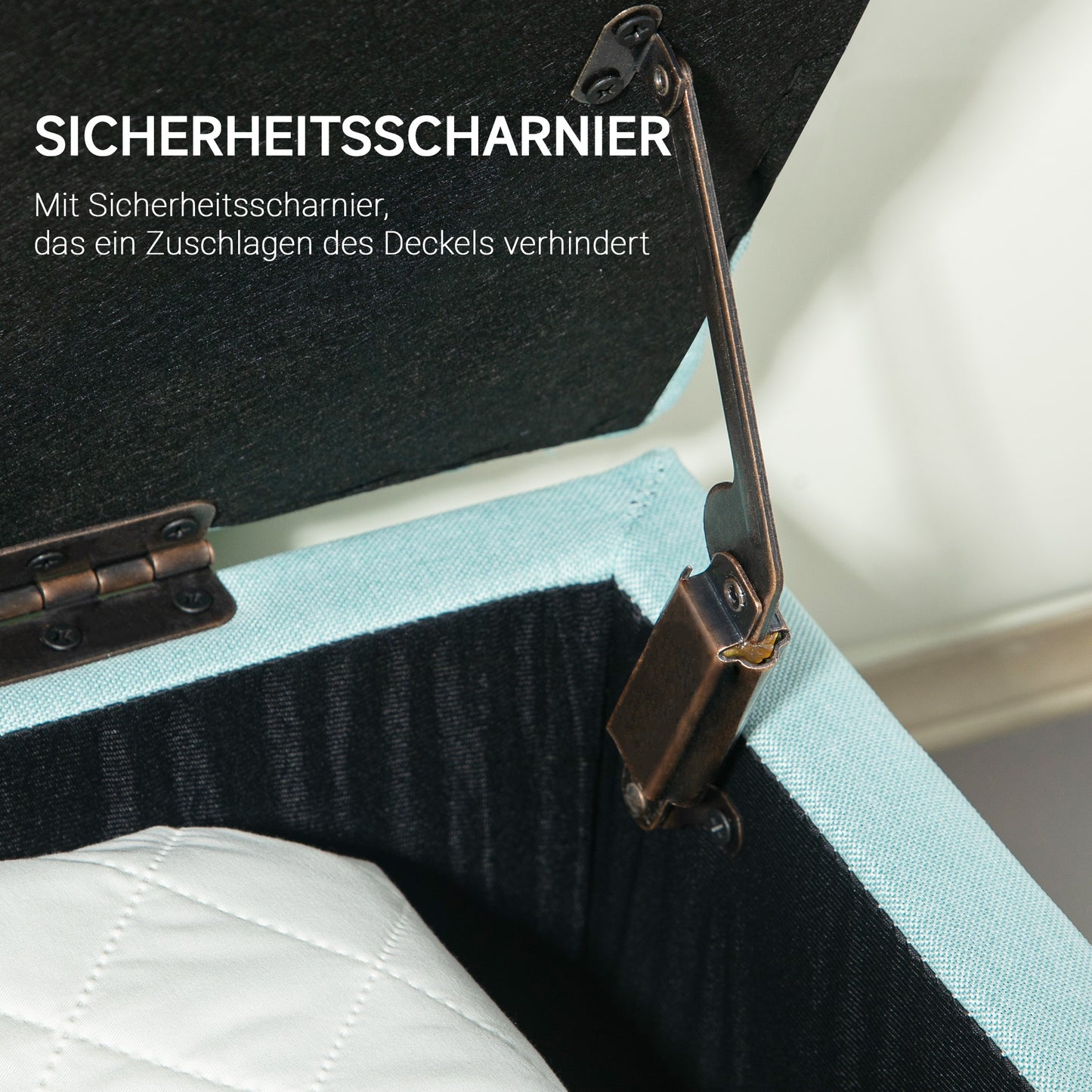 HOMCOM Sitzbank, Polsterbank mit Stauraum, leinenartiges Polyester, Kautschukholz, 100 x 40 x 44 cm, Grün