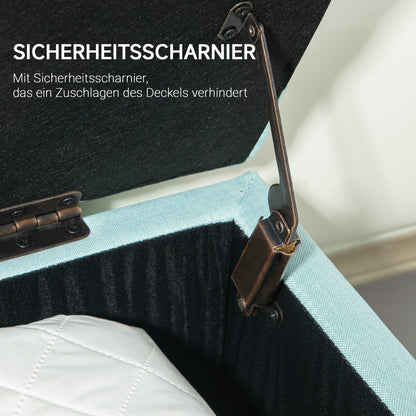 HOMCOM Sitzbank, Polsterbank mit Stauraum, leinenartiges Polyester, Kautschukholz, 100 x 40 x 44 cm, Grün