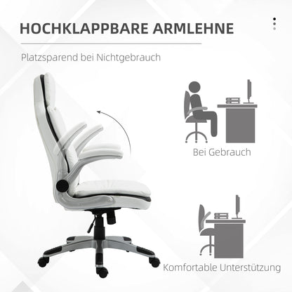 Vinsetto Ergonomischer Bürostuhl mit klappbare Armlehnen, Höhenverstellbarer Schreibtischstuhl mit Wippfunktion, dick gepolsterter Stuhl mit verstellbare gepolsterte Armlehne 69 x 67 x 113-121 cm