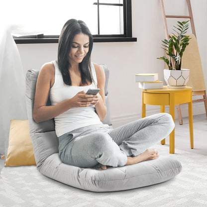 HOMCOM Bodenstuhl Faltbar Bodensessel mit Liegefunktion Verstellbarer Rückenlehne, gepolstert Relaxsessel zum Fernsehen, Lesen, Meditationsstuhl Lazy Sofa Lesesessel für Meditation Zuhause Grau