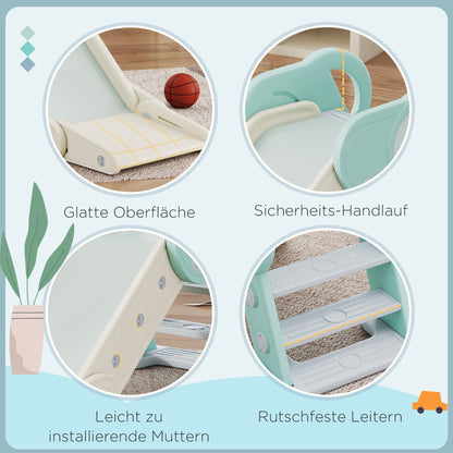 AIYAPLAY Rutsche für Kleinkinder, klappbar, Indoor, rutschfeste Stufen, erhöhter Sicherheitsrand, grün