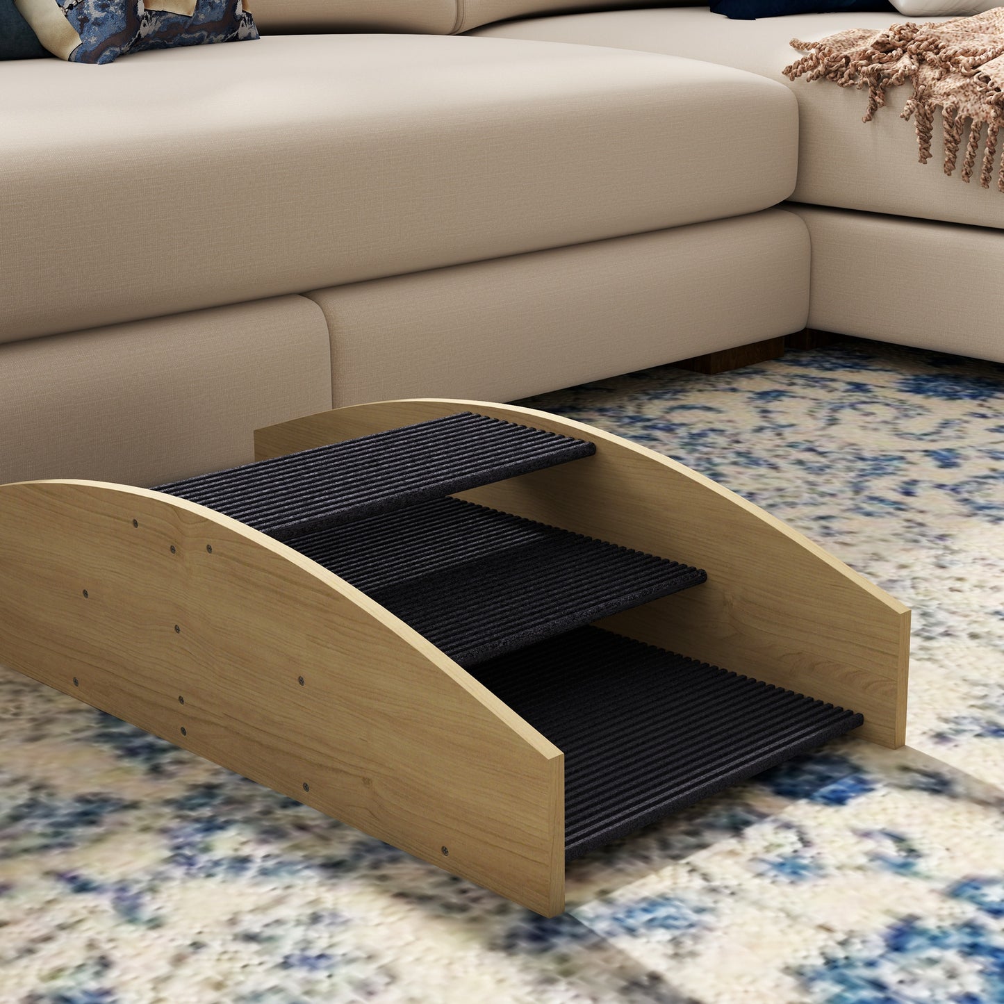 PawHut Agility Hundeschaukel, 2-in-1 Wippe und Treppe, rutschfest, Tanneholz, 80 x 39,5 cm