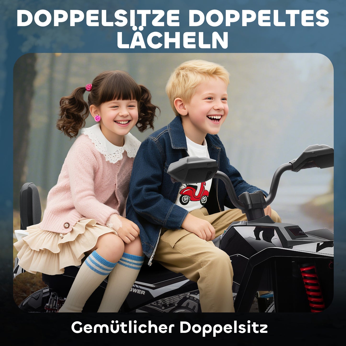 AIYAPLAY Kinder-Elektro-Quad, 24V Elektro-Fahrzeug mit 4 Rädern, Scheinwerfer, USB-Anschluss, MP3-Funktion, 6,5 km/h, 3-8 Jahre