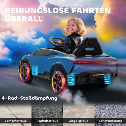 AIYAPLAY Kinder Elektroauto 12V Kinderauto mit 2,4 GHz Fernbedienung, 2 Motor, Hupe, LED, Musik, 101,5 x 49 x 43 cm, Blau