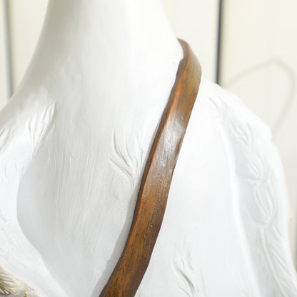 Outsunny Blumentopf, Schwan mit Umhängetasche, wetterfest, 32 x 18 x 60 cm, Weiß, Braun