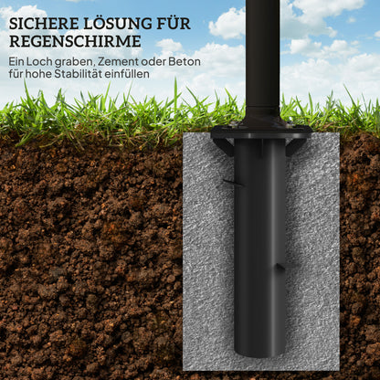 Outsunny Schirmständer, Sonnenschirmbasis, Bodenhalter für Sonnenschirme, feste Installation, Metall, Dunkelgrau
