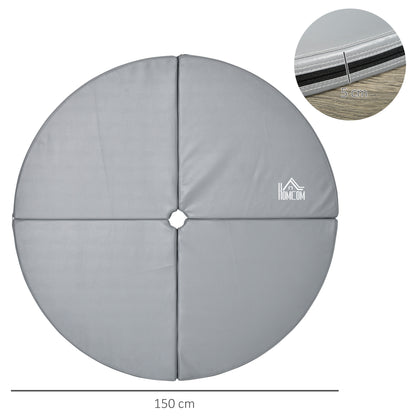 HOMCOM Pole-Dance-Matte, 5 cm dicke runde Kunststoff-Matte für Pole-Dance-Übungen, Gymnastik, Yoga, Hellgrau