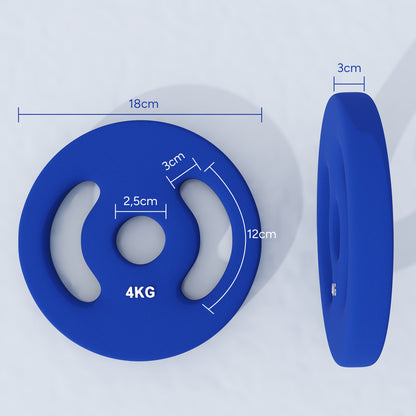 SPORTNOW 2 x 4 kg Gewichtsplatten mit praktischen Handgriffen, Gewichts-Set für Home-Gym, Fitnessstudio, Stärke-Training, Blau