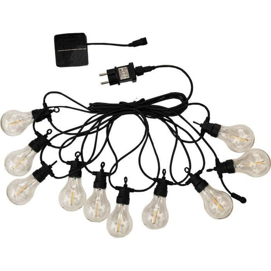 Outdoor light garland - LUMISKY - PARTY CLEAR HYBRID - 7.50 m - Solar and mains - 10 globes - Warm white LED