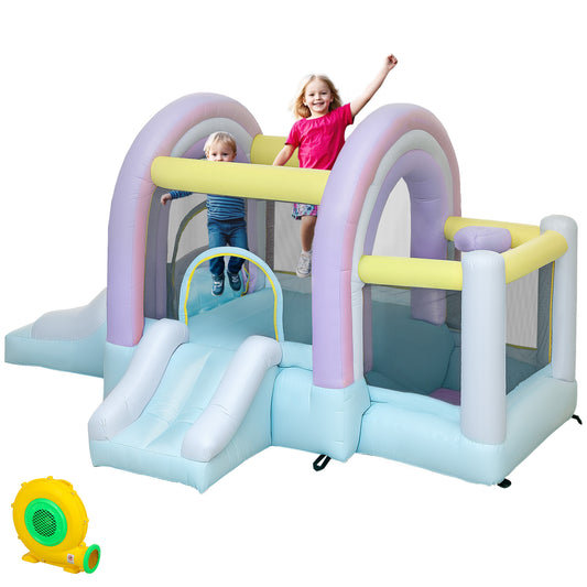 AIYAPLAY Hüpfburg, Bällebad, 2 Rutschen, Oxford-Gewebe, UV-beständig, Gebläse, Bunt