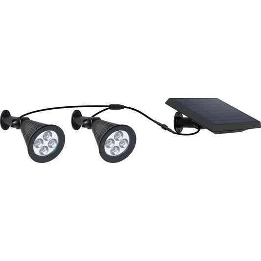 Double solar spotlight connected with remote solar panel 2 in 1 to prick or to fix powerful lighting white LED dimmable FAMILY SPIKY