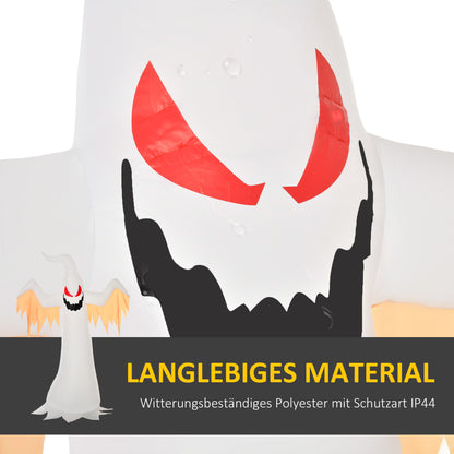 HOMCOM Halloween aufblasbares Gespenst 2,4 m Dekoration mit LEDs IP44 Selbstaufblasender Polyester Weiß + Rot 150 x 80 x 240 cm