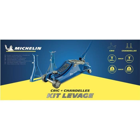 Hydraulic rolling jack - MICHELIN - 9558 - Lifting capacity: 1800 kg - Lifting height: 105mm to 350mm.