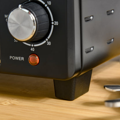 HOMCOM Minibackofen, 21 L Toasterofen mit 1 Drahtgestell und 1 Backblech, 3 Kochmodi, 100 °C-230 °C, Edelstahl, Glas, Schwarz