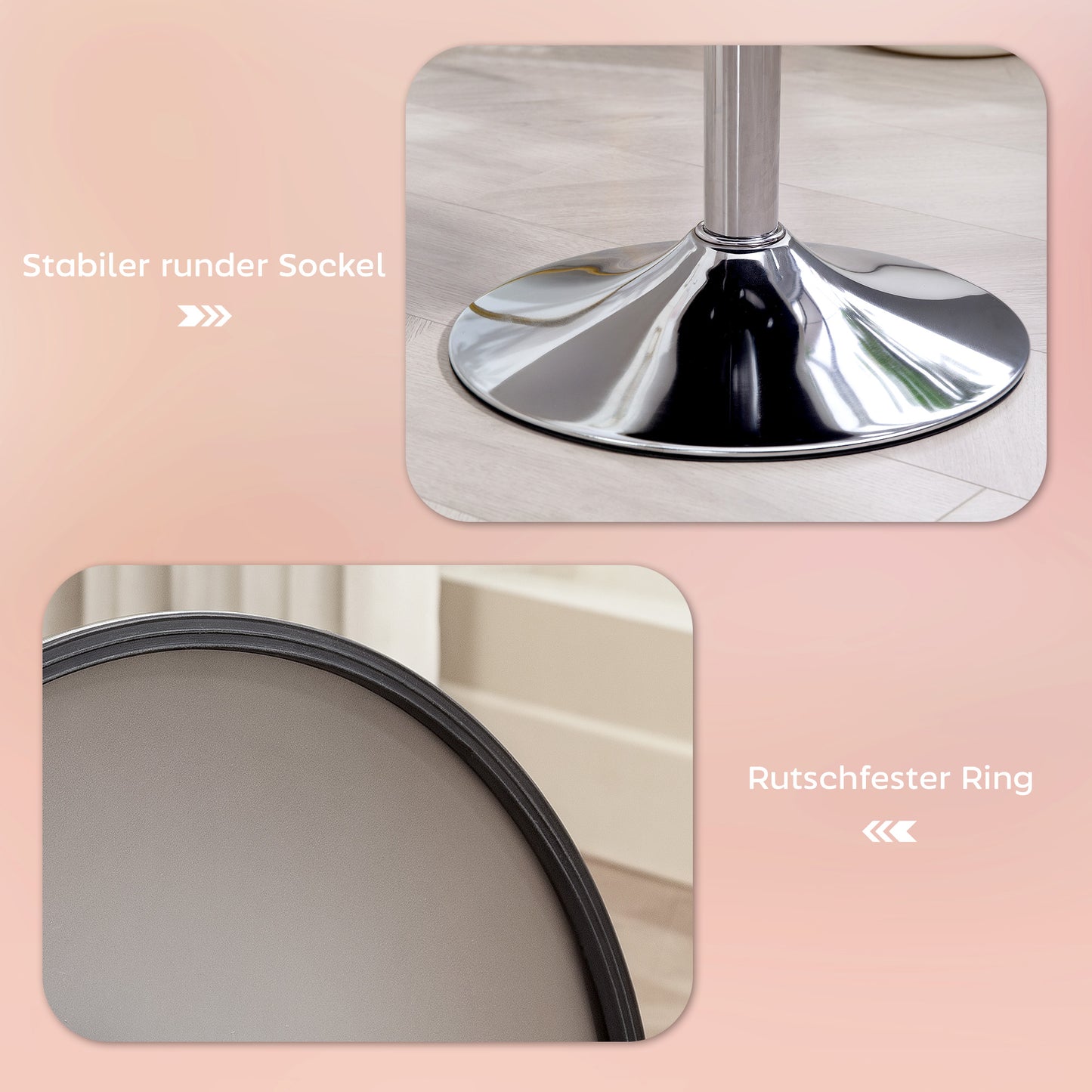 HOMCOM Barhocker, Gepolstert Barstuhl mit Metallgestell, Cordoptik, Höhenverstellbar 360° Drehbar Rosa