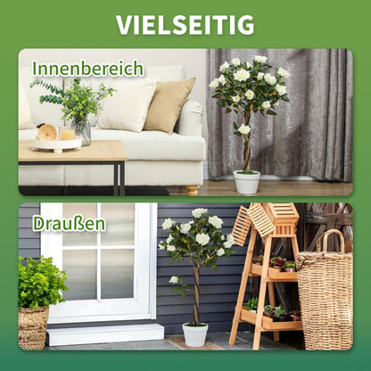 Outsunny Kunstbaum, Künstliche Pflanze im Zementtopf, Kunstpflanze