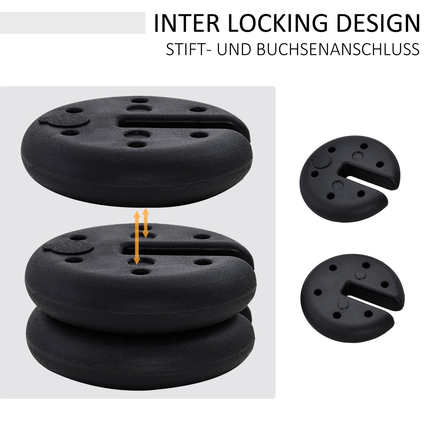 Outsunny Pavillon Standfuß 4 Stk. Gewicht Partyzelt Pavillonvikt befüllbar till 5 kg Gewichte für Pavillon Beschwerer für Pavillons Ø25 x 6 cm Schwarz