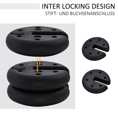 Outsunny Pavillon Standfuß 4 Stk. Gewicht Partyzelt Pavillonvikt befüllbar till 5 kg Gewichte für Pavillon Beschwerer für Pavillons Ø25 x 6 cm Schwarz